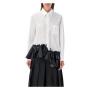 Wit X Zwart Gerimpeld Popeline Shirt Comme des Garçons , White , Dames