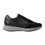 Zwarte Sneakers met Leren en Suède Bovenwerk Exton , Black , Heren