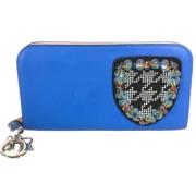 Pre-owned Leather wallets Dior Vintage , Blue , Dames