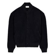 Varsity Bomber Jacket in Bouclé Merino Wol Laneus , Black , Heren