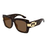 Stijlvolle Havana/Bruine Zonnebril Gucci , Brown , Dames