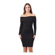 Zwarte Off-Shoulder Bodycon Mini Jurk Guess , Black , Dames