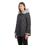 Zwarte Parka Jas met Eco Fur Capuchon Canadiens , Black , Dames