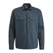 Stijlvolle Overshirt met Rits en Zakken Cast Iron , Blue , Heren