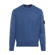 Blauwe Katoenen Crewneck Sweater Aw24 Stone Island , Blue , Heren