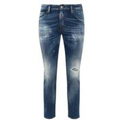 Skinny Denim Jeans met Distressed Details Dsquared2 , Blue , Heren