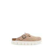 Chunky Suède Leren Klomp Birkenstock , Beige , Dames