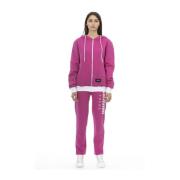 Hoodie met kleurblok en logo Baldinini , Pink , Dames