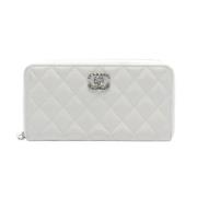 Pre-owned Leather wallets Chanel Vintage , White , Dames