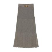 Geplooide beige rok met Lurex-details Twinset , Gray , Dames