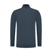 Essentiële Gebreide Mockneck Sweater Pure Path , Blue , Heren