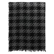 Houndstooth Print Cashmere Silk Scarf Faliero Sarti , Black , Dames