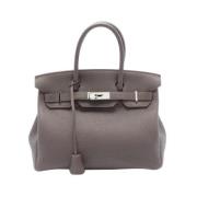 Pre-owned Leather handbags Hermès Vintage , Gray , Dames