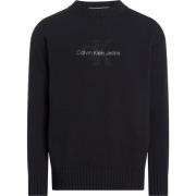 Zwarte Crewneck Sweater CK Black BEH Calvin Klein , Black , Heren