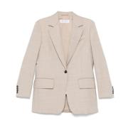 Beige Wollen Blazer met Inkeping Revers Max Mara , Beige , Dames