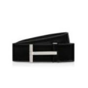 Zwarte Leren Riemen Tom Ford , Black , Heren