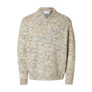 Relaxed Multi Open Gebreide Trui Selected Homme , Beige , Heren