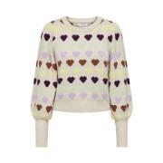 Heartbeat Lange Mouw Gebreide Trui Only , Beige , Dames