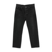 Zwarte Vervaagde Denim Wijde Fit Jeans Saint Laurent , Black , Heren