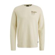 Gestructureerde longsleeve R-hals top PME Legend , Beige , Heren