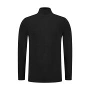 Essentiële Gebreide Mockneck Sweater Pure Path , Black , Heren