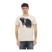 Action T-shirt met Logo Patroon Trussardi , Beige , Heren