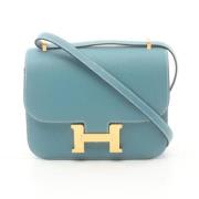 Pre-owned Leather shoulder-bags Hermès Vintage , Blue , Dames