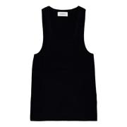 Crew Neck Wool Tank Top Laneus , Black , Dames