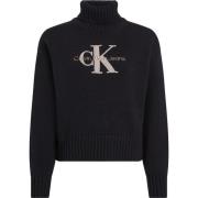 Chenille High Neck Sweater Zwart Calvin Klein , Black , Dames