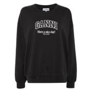 Blauwe Sweater met Logo en Slogan Ganni , Blue , Dames