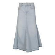 Denim Midi Rok voor Vrouwen Ganni , Blue , Dames