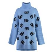 Luxe wollen poncho met coltrui Dolce & Gabbana , Blue , Dames