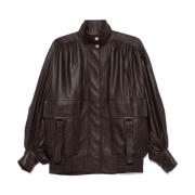 Bomber Oversize Leren Jas Zimmermann , Brown , Dames