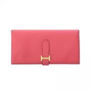 Pre-owned Leather wallets Hermès Vintage , Pink , Dames