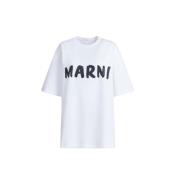 Logo Print T-shirt Marni , White , Dames