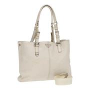 Pre-owned Leather totes Prada Vintage , White , Dames