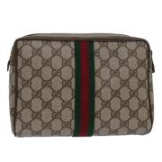 Pre-owned Leather clutches Gucci Vintage , Beige , Dames