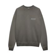 Donkergrijze Sweatshirt met Fosforescerend Logo Msgm , Black , Heren