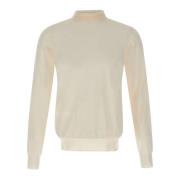 Heren Wol Turtleneck Trui Paolo Pecora , White , Heren