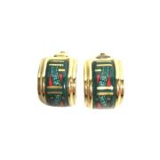 Pre-owned Yellow Gold earrings Hermès Vintage , Green , Dames