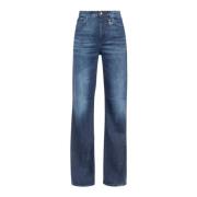 Donkere Wassing Hoge Taille Wijde Pijp Jeans Dondup , Blue , Dames