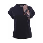 Dames T-shirt met afneembare sjaal Herno , Blue , Dames