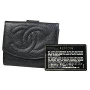 Pre-owned Leather wallets Chanel Vintage , Black , Dames