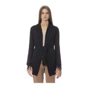 Metallic Monogram Cardigan met Riem en Veren Baldinini , Black , Dames