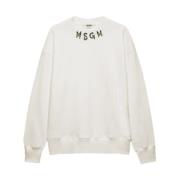 Geborsteld jersey logo sweatshirt in room Msgm , White , Heren