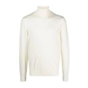 Wollen Rollneck Sweater Barba , White , Heren