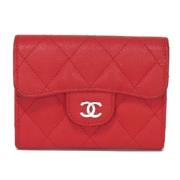 Pre-owned Leather wallets Chanel Vintage , Red , Dames