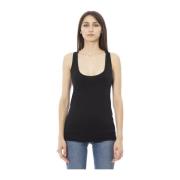 Strass Logo Lange Ronde Hals Tank Top Just Cavalli , Black , Dames