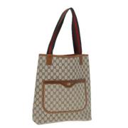 Pre-owned Leather totes Gucci Vintage , Beige , Dames