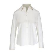 Moderne Slim Blouse met Tippedetails Vince , White , Dames